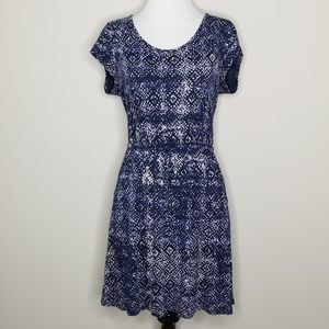 Navy Blue Patterned Women's Dress